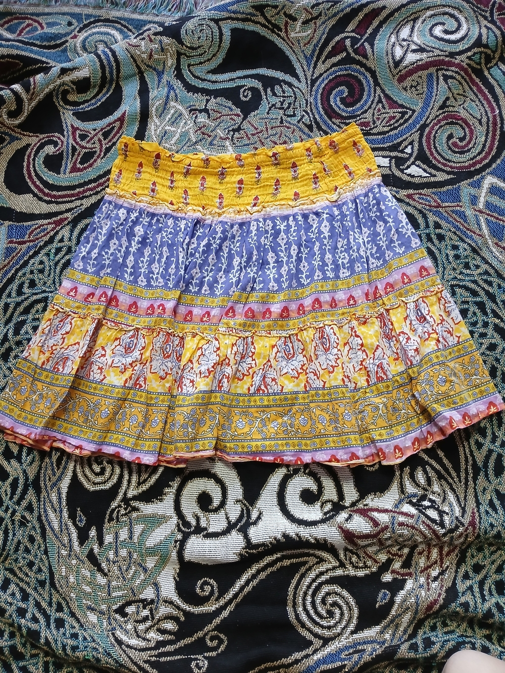 Chaudry KC Bohemian Skirt in Yellow & Lavender Size XS